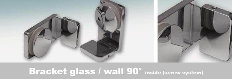 Bracket glass/wall 90° inside