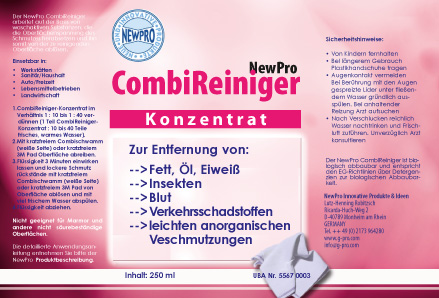 NewPro-Combo Cleaner Etikett