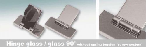 Hinge glass/glass 90° without spring tension