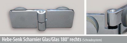 Hebe-Senk Scharnier Glas/Glas 180° rechts